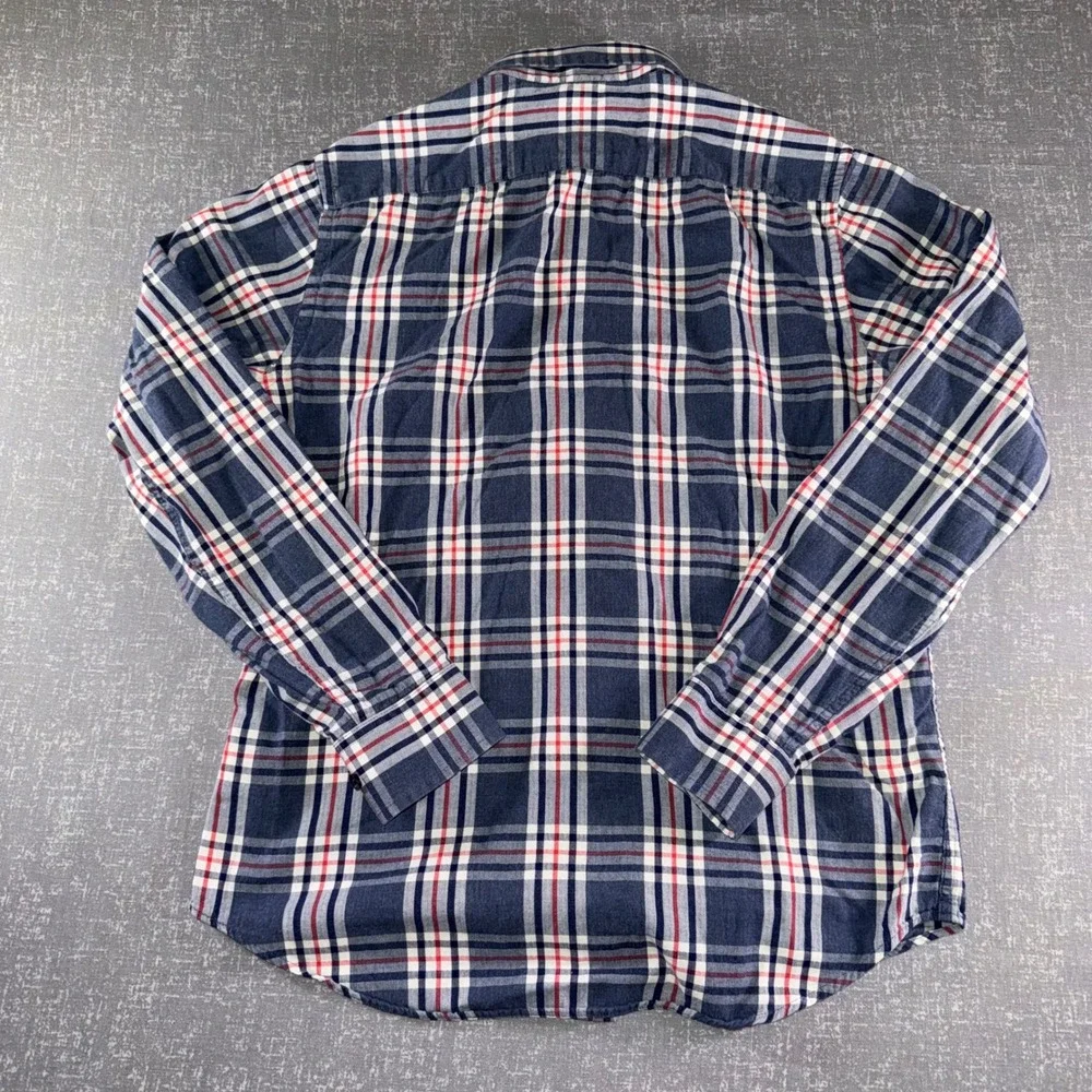 Banana Republic Mens Slim‎ Fit Plaid Button Down Shirt Navy Red White Small S